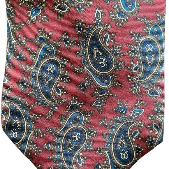 Vintage Bert Pulitzer  Silk Tie Paisley Red Navy Made in USA 3.5x56.25 - Picture 2 of 5